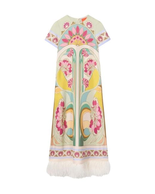 LaDoubleJ Multicolor La Doublej Feather-Trim Swing Dress