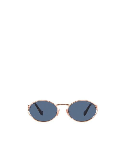 Miu Miu Blue Eyewear Oval Frame Sunglasses