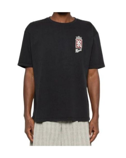 Rhude Black Fumar 91 Logo T-Shirt for men