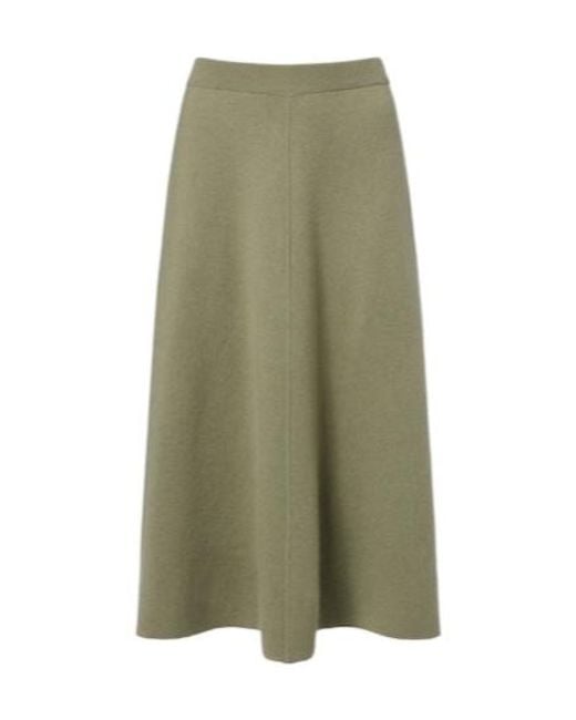 Jardin Des Orangers Green Virgin Wool And Cashmere Midi Skirt