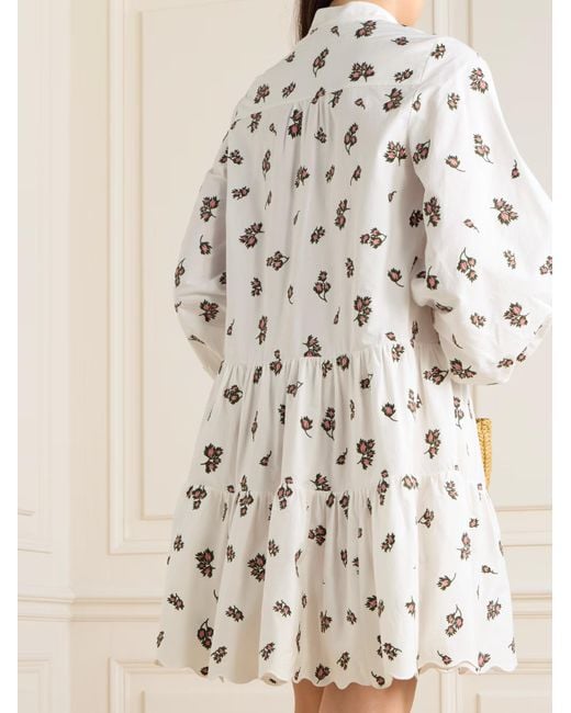 Erdem White Embroidered Mini Dress