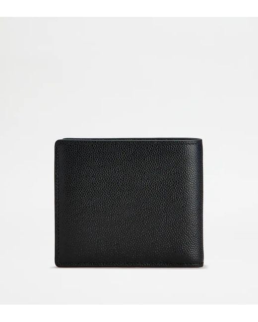 Tod's Black Logo-Plaque Pebbled-Leather Wallet for men