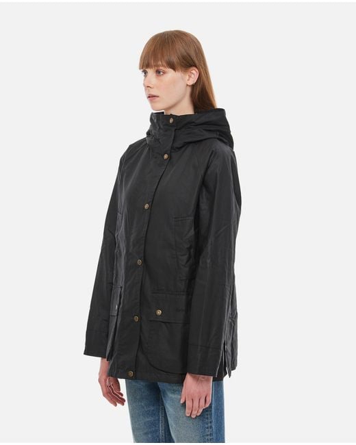 Barbour Black Press-Stud Hooded Jacket