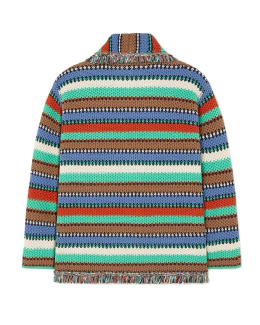 Alanui Green Sunny Stripes Cardigan for men