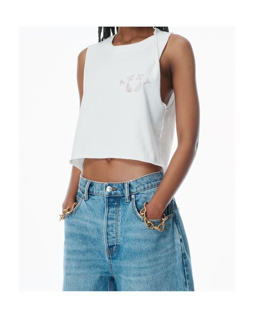 Alexander Wang White Logo-Print Tank Top