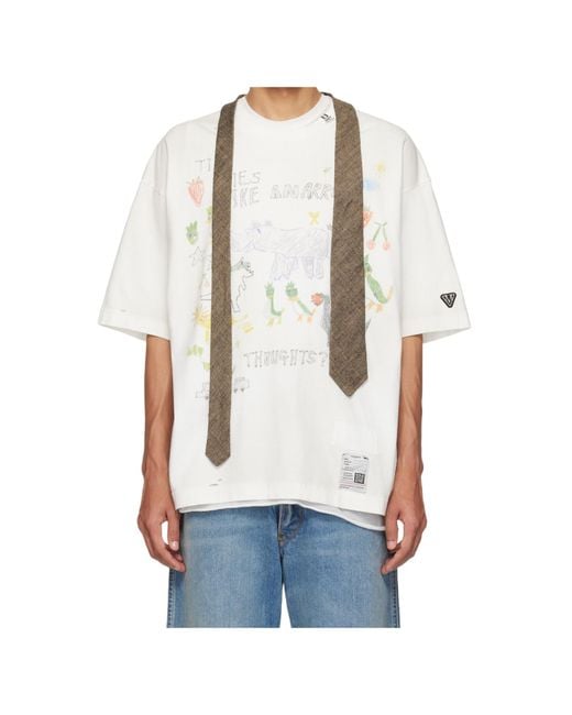 Maison Mihara Yasuhiro White Graphic Printed Crewneck T-Shirt for men
