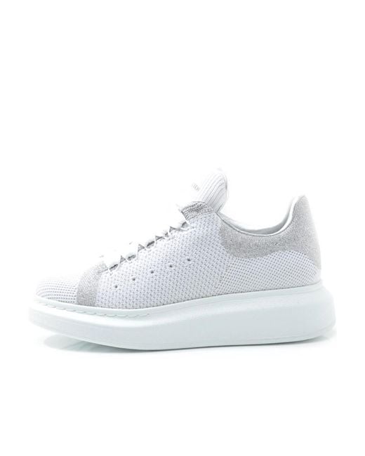 McQueen White Round Head Knitted Sneakers
