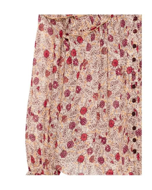 Isabel Marant Pink Ruffled Printed Cotton Blouse