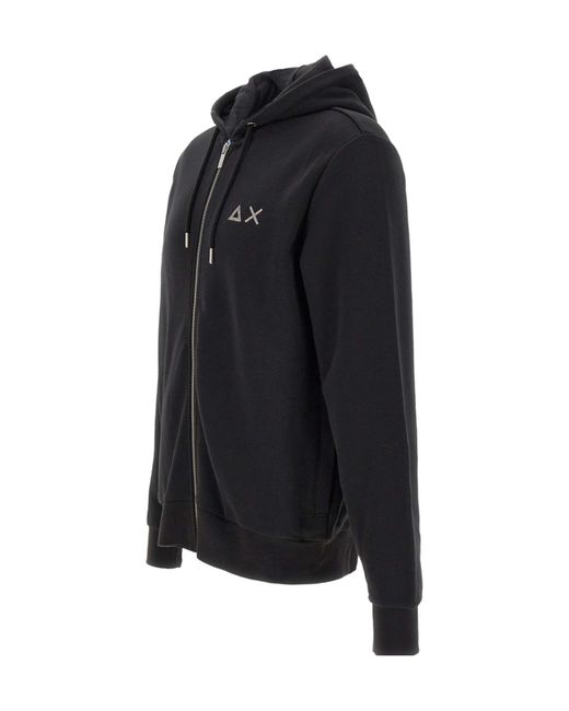 Sun 68 Blue Zip-Up Logo Hoodie for men