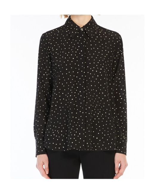 Max Mara Black Printed Silk Shirt