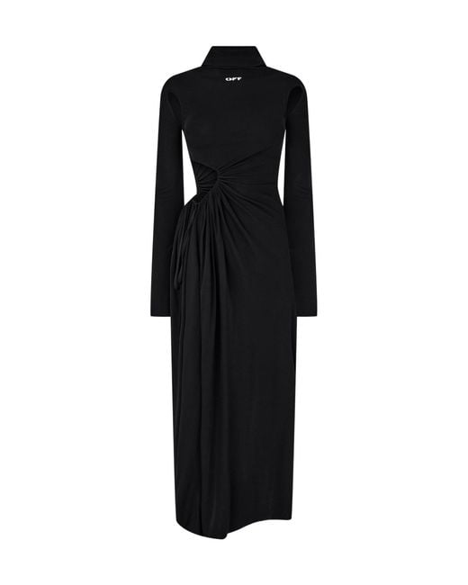 Off-White c/o Virgil Abloh Black Stamp Ruched Layered Maxi Dress