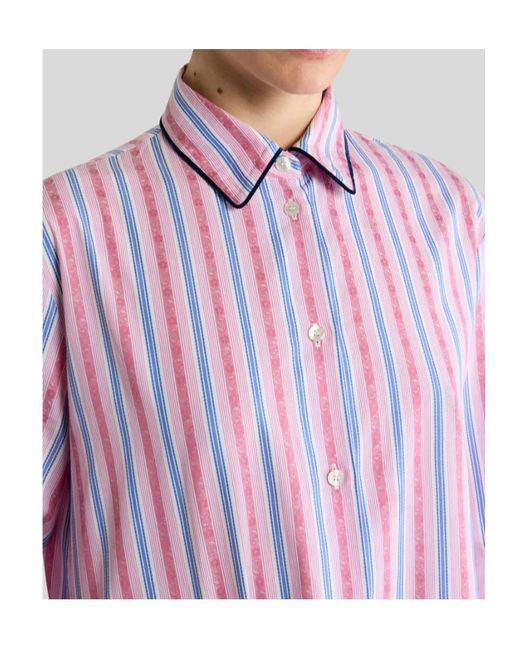 Etro Pink Cotton Jacquard Shirt With Trim And Fil Coupé Stripe Motif