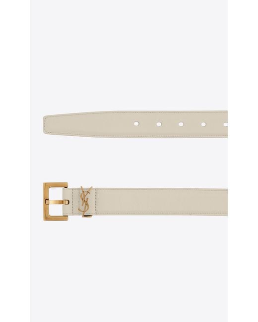 Saint Laurent White Monogram Buckled Belt