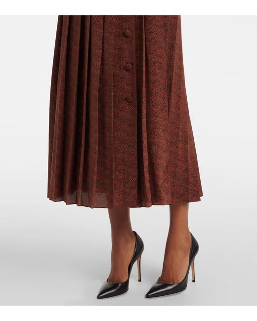 Alessandra Rich Purple Leopard-Print Silk Midi Dress