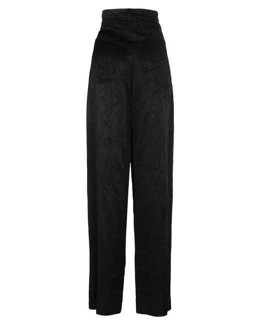 Balenciaga Black High-Waisted Satin Wide-Leg Trousers
