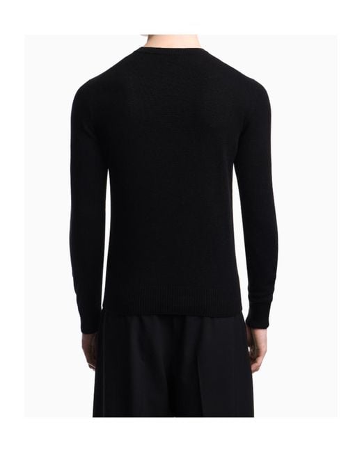 Emporio Armani Black Plain-Knit Pure Cashmere Jumper for men