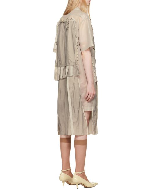 Maison Margiela Natural Panelled Short-Sleeved Midi Dress