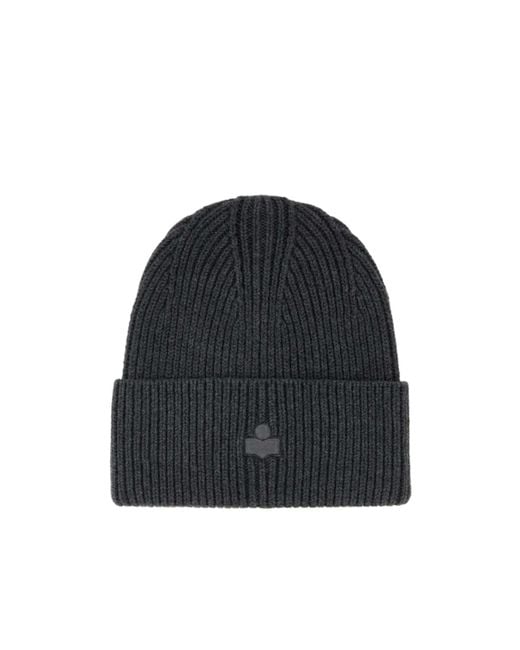 Isabel Marant Blue Logo Embroidered Knit Beanie
