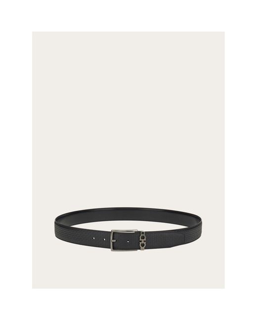 Ferragamo White Gancini-Motif Leather Belt for men