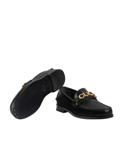 Gucci Black Logo Plaque Slip-On Loafers for men