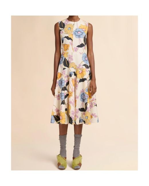 Marni Metallic Melodia Print Poplin Midi Dress