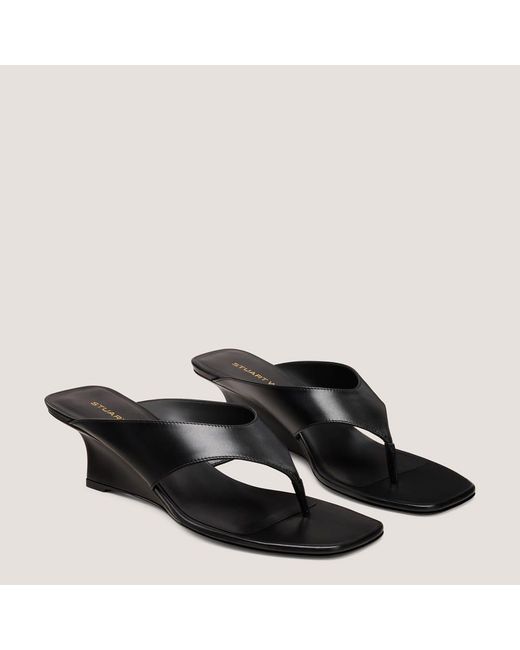 Stuart Weitzman Black Vinnie Wedge Thong 50