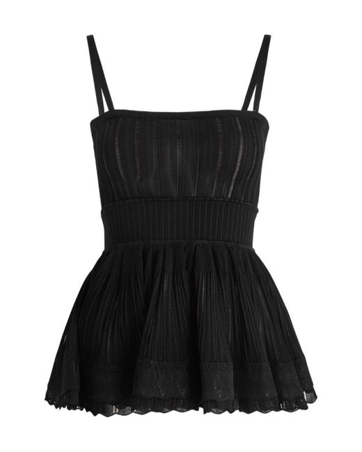 Alaïa Black Crinoline Ribbed-Knit Top