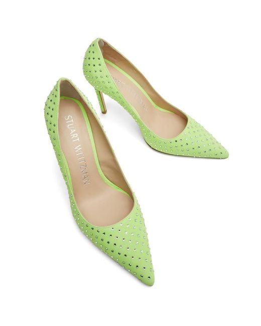 Stuart Weitzman Green Swarovski Crystal-Embellished Pumps