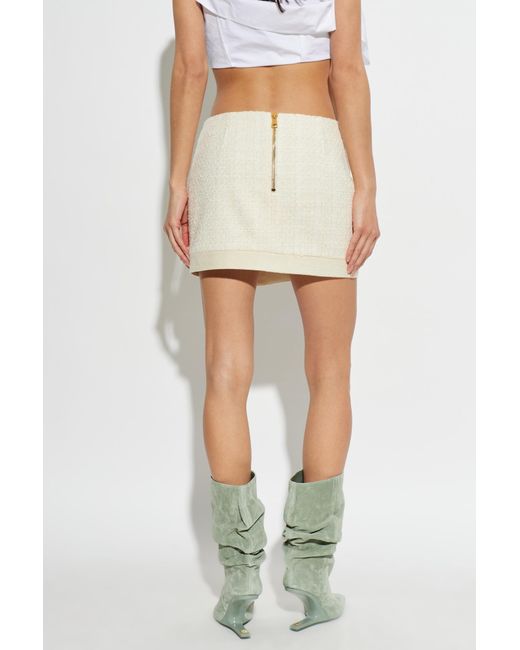 Balmain White Textured Mini Skirt