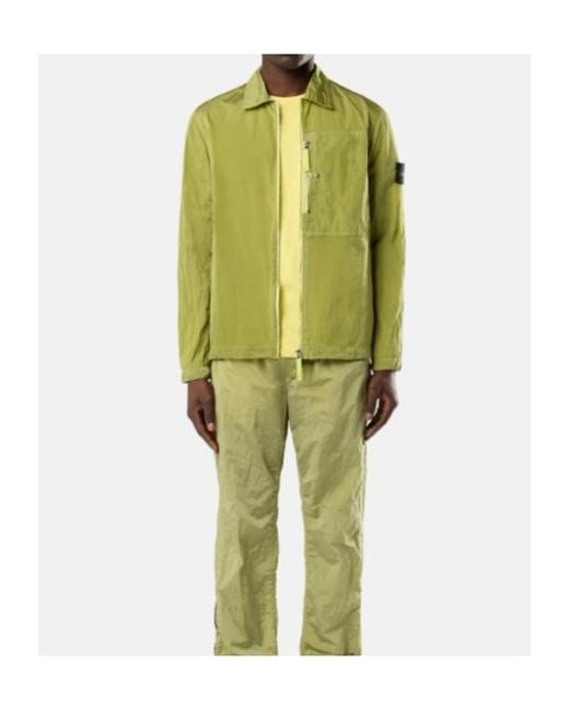 Stone Island Green Zip-Up Regular-Fit Overshirt for men