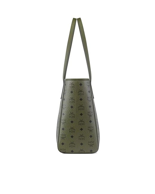 MCM Green Medium Toni Leather Shopper Bag for men