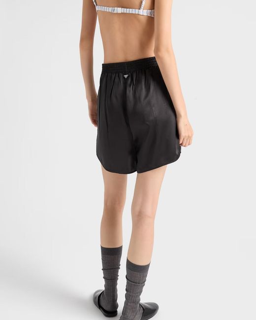 Prada Black Vintage-Look Satin Shorts
