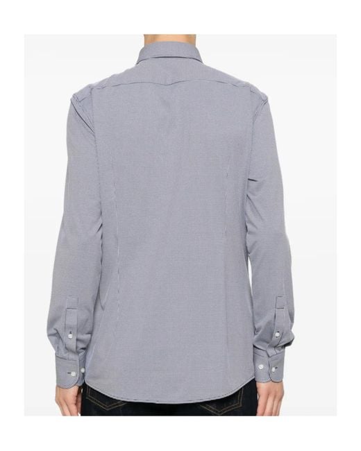 Boss Blue Geometric-Print Long-Sleeve Shirt for men