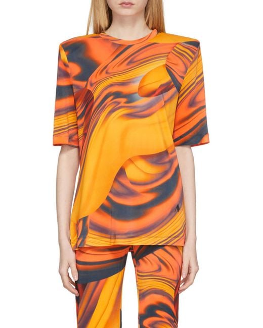 The Attico Orange The Abstract Pattern Printed T-Shirt