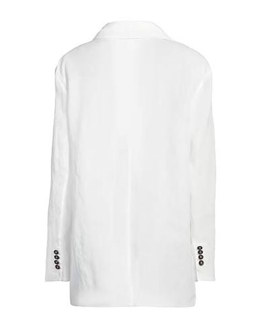Brunello Cucinelli White Single-Breasted Blazer