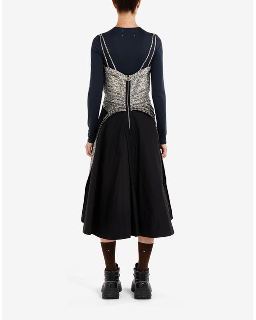 Maison Margiela Blue Floral-Embroidered A-Line Dress