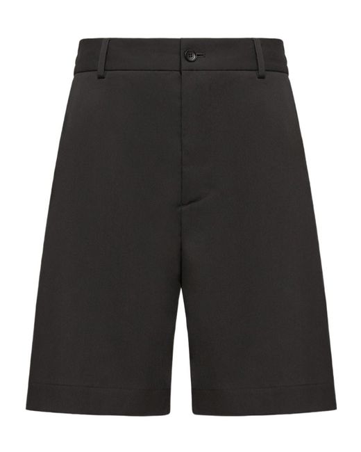 Moncler Black Wool Blend Gabardine Bermuda Shorts for men
