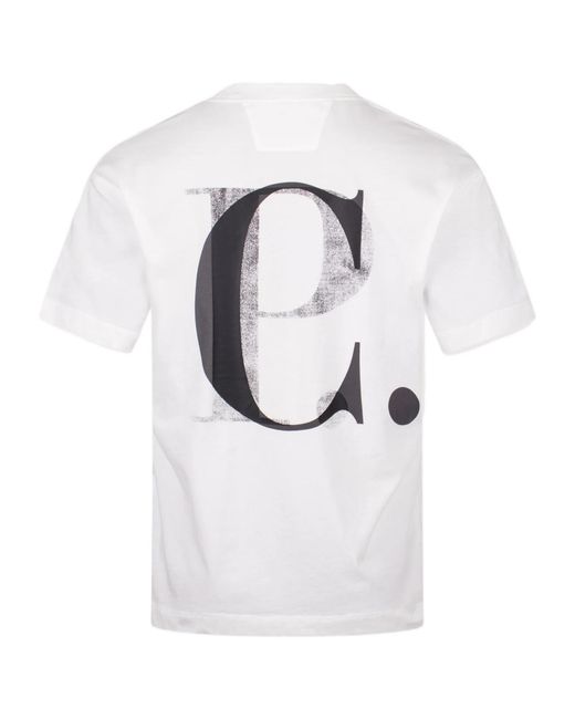 C P Company White Logo Back Print T-Shirt for men
