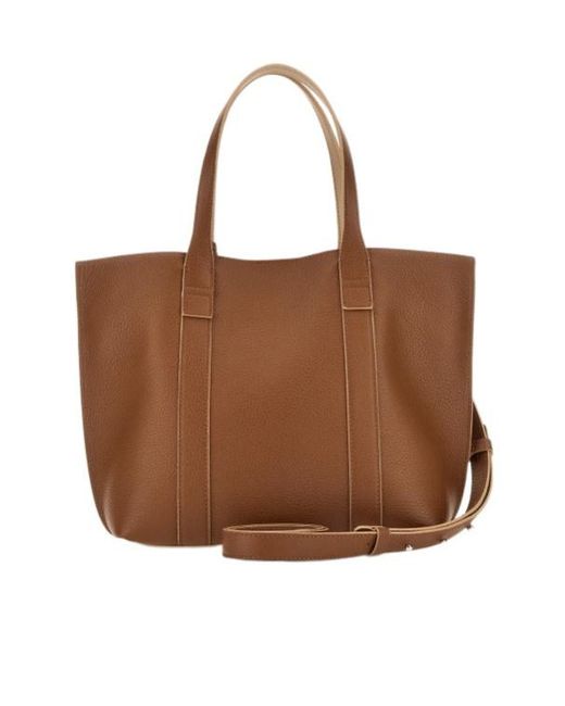 Hogan Brown Logo Embossed Top Handle Bag