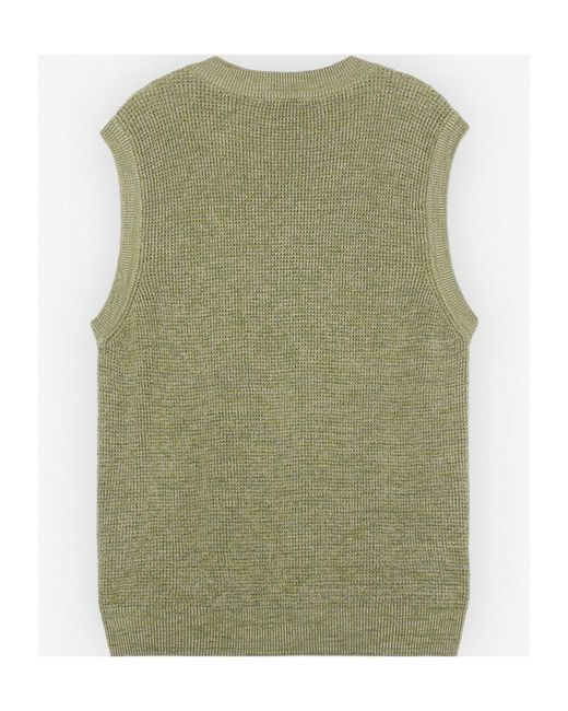 Maison Kitsuné Green Maison Kitsuné Logo Embroidered V-Neck Knitted Top for men