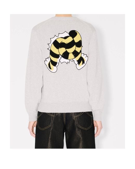 KENZO Gray Wild Tiger Knitted Jumper