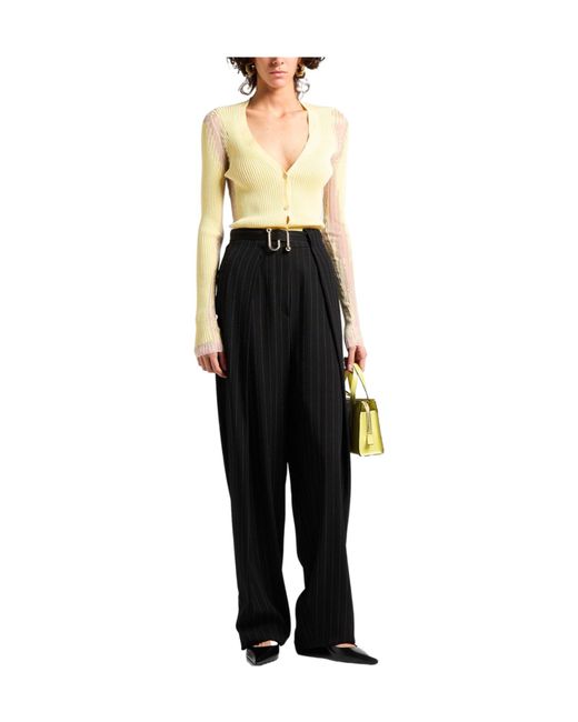 Sportmax Black Versatile Loose Striped Trousers