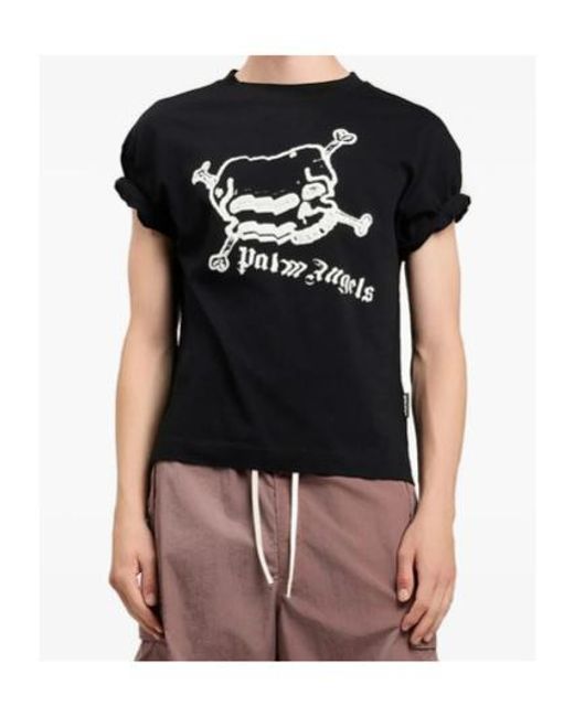 Palm Angels Black Skull Graphic T-Shirt for men