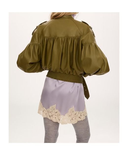 Chloé Green Chloé Gathered Belted Jacket