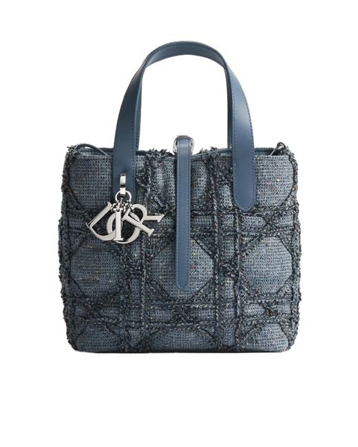 Dior Blue Small Toujours Vertical Tote Bag