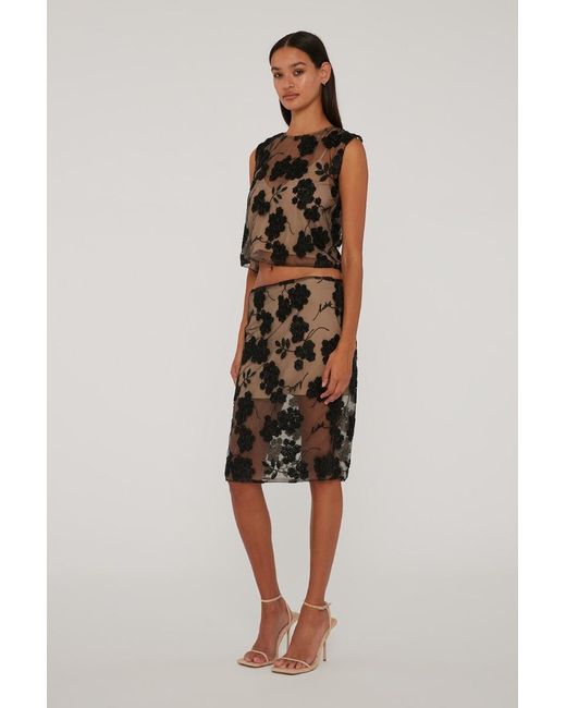 ROTATE BIRGER CHRISTENSEN Gray Sequined Embroidered Skirt