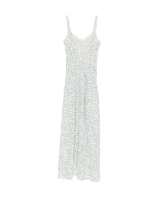 Ermanno Scervino White Lace-Trim Floral Maxi Dress