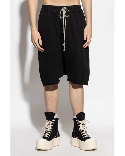 Rick Owens Black Drawstring Pod Shorts for men