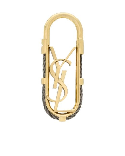 Saint Laurent Metallic Colored Keychain With Ysl Logo Design for men