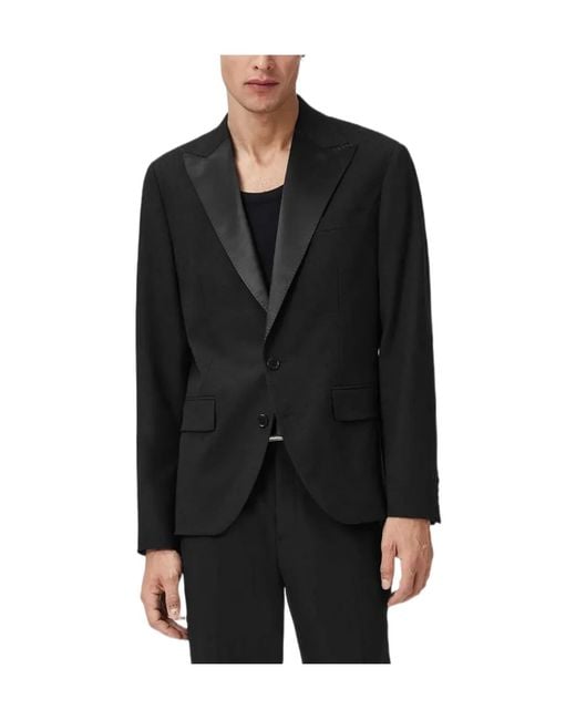 AllSaints Black Germain Single-Breasted Blazer for men